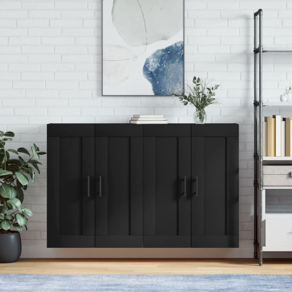 Wandschränke Schwarz Holzwerkstoff, 2er-Set