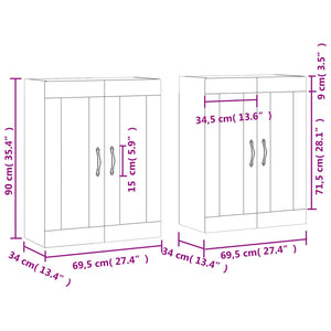 vidaXL Armoires murales 2 pcs Chêne Sonoma Aggloméré