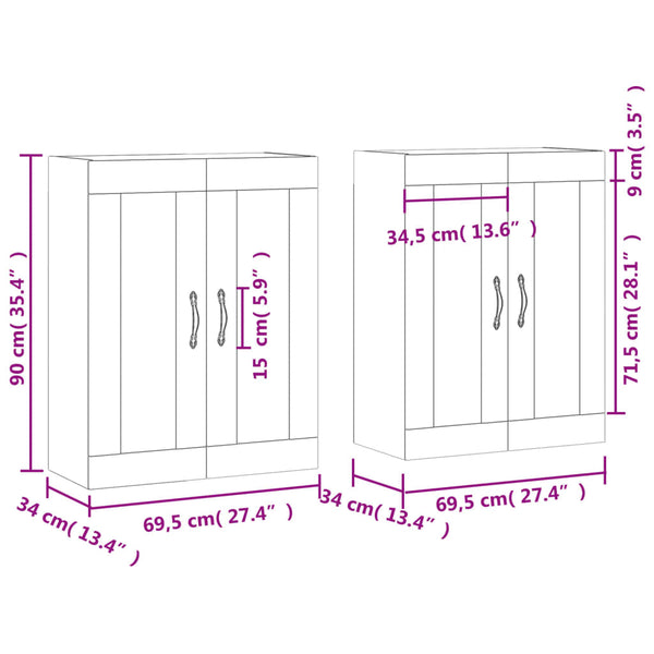 Wandschränke 2er Set Räuchereiche