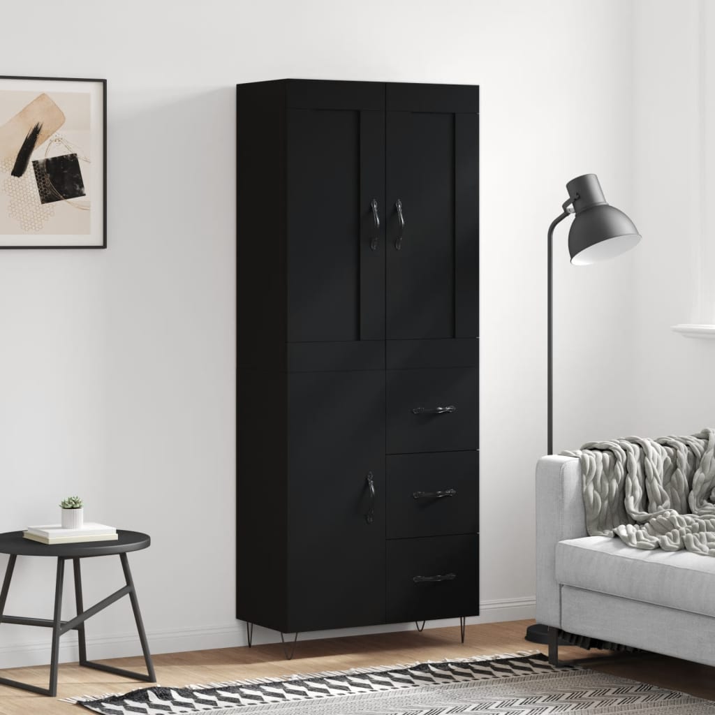 Highboard Schwarz 69,5x34x180 cm