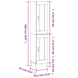 Highboard Braun Eichen-Optik 180 cm