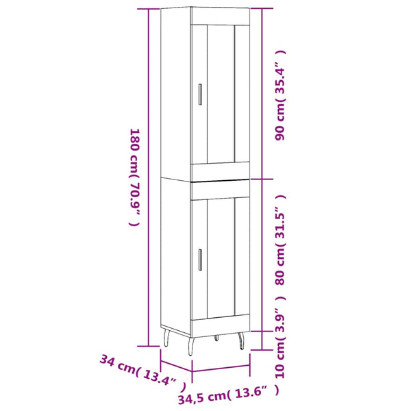Highboard Weiß 180 cm Holzwerkstoff