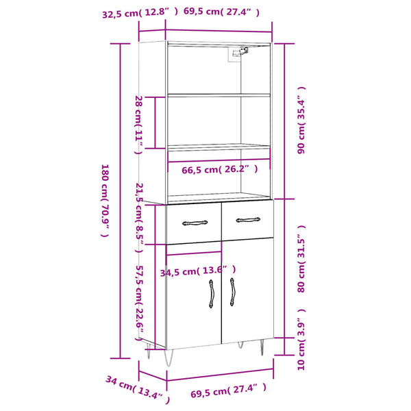 Highboard Sonoma Eiche 180 cm