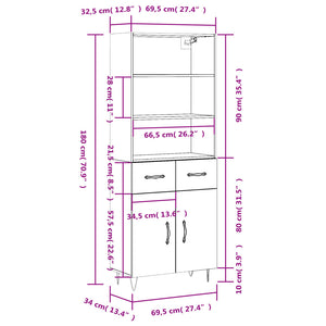 Highboard Grau Sonoma 180 cm