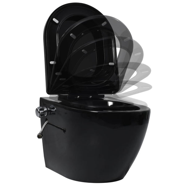 Wand-WC Spülrandlos mit Unterputz-Spülkasten Schwarz