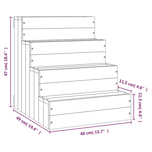 Haustiertreppe aus Kiefernholz, 40x49x47 cm