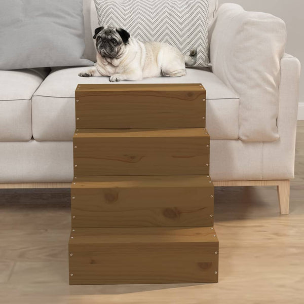vidaXL Pet Stairs Honey Brown 40x49x47 cm Solid Pine Wood