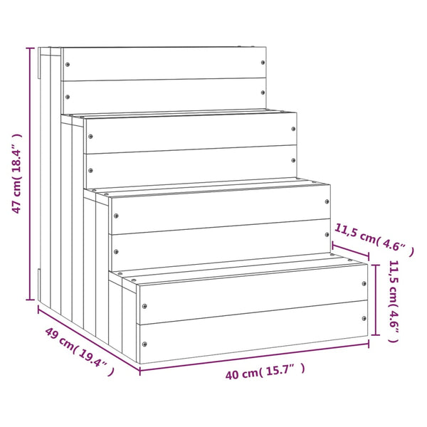 vidaXL Pet Stairs Honey Brown 40x49x47 cm Solid Pine Wood