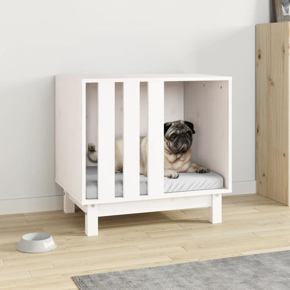 Weiße Hundehütte aus Kiefernholz 60x45x57 cm