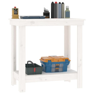 Werkbank Kiefer Massivholz Weiß 80x50x80 cm
