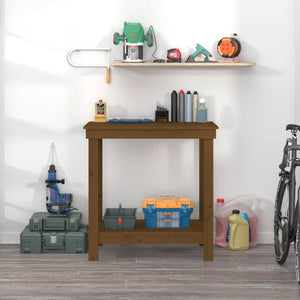 Werkbank Kiefer Massivholz Honigbraun 80 cm