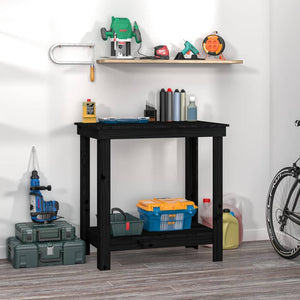 vidaXL Établi noir 80x50x80 cm en pin massif