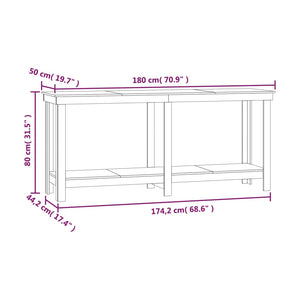 Werkbank Weiß Kiefer Massivholz 180 cm