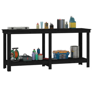 Werkbank Schwarz 180 cm Kiefer Massivholz