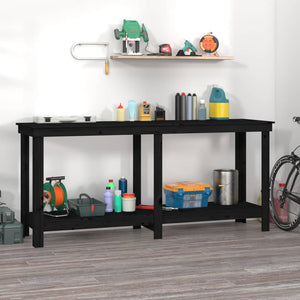 Werkbank Schwarz 180 cm Kiefer Massivholz