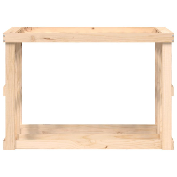 Kaminholzregal aus Kiefernholz mit Pflanzkasten