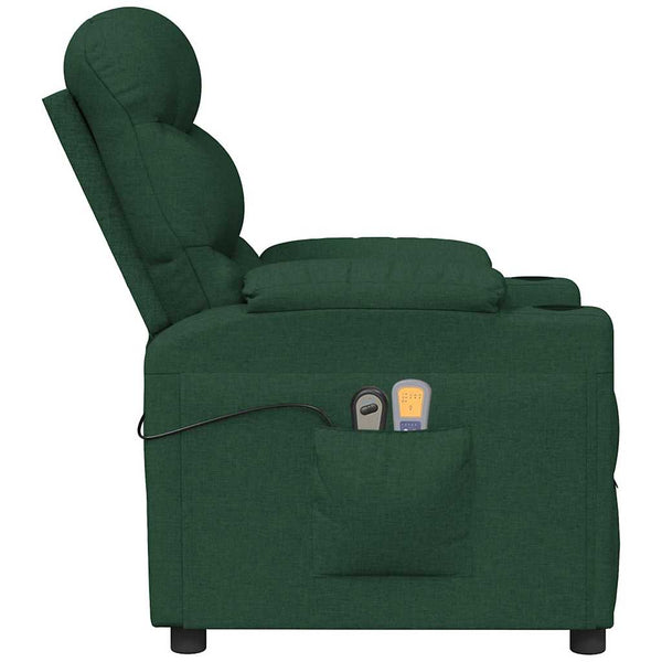 Elektrischer Massagesessel Dunkelgrün Stoff