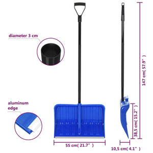 Blaue Metall Schneeschaufel 147cm