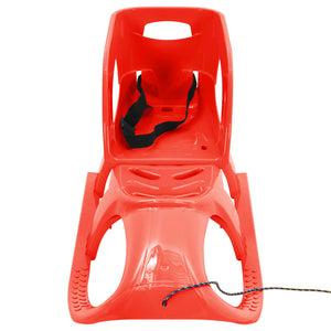 Roter Schlitten mit Rückenlehne
