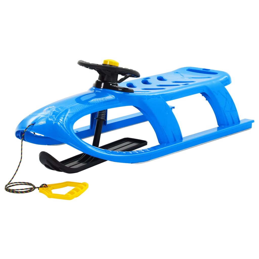 Blauer Schneeschlitten mit Lenkrad
