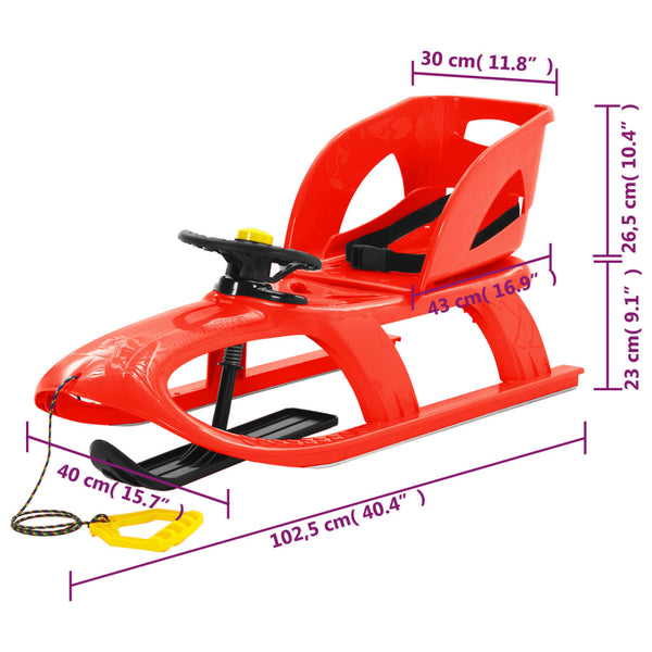 Kinderschlitten mit Lenkrad Rot