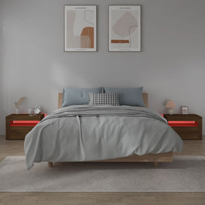 Nachttische 2 Stk. mit LEDs Braun Eiche 60x35x40 cm