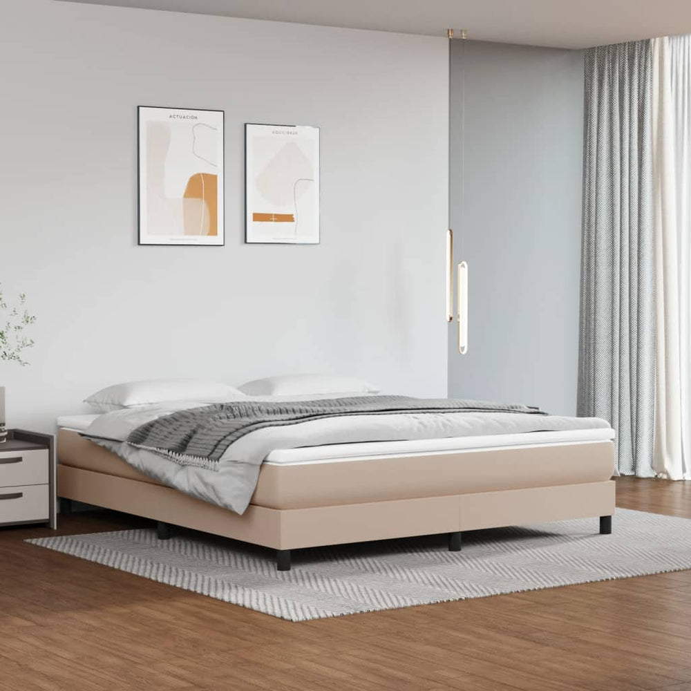 vidaXL Lit coffre Matelas cappuccino-marron 180x200 cm Cuir artificiel
