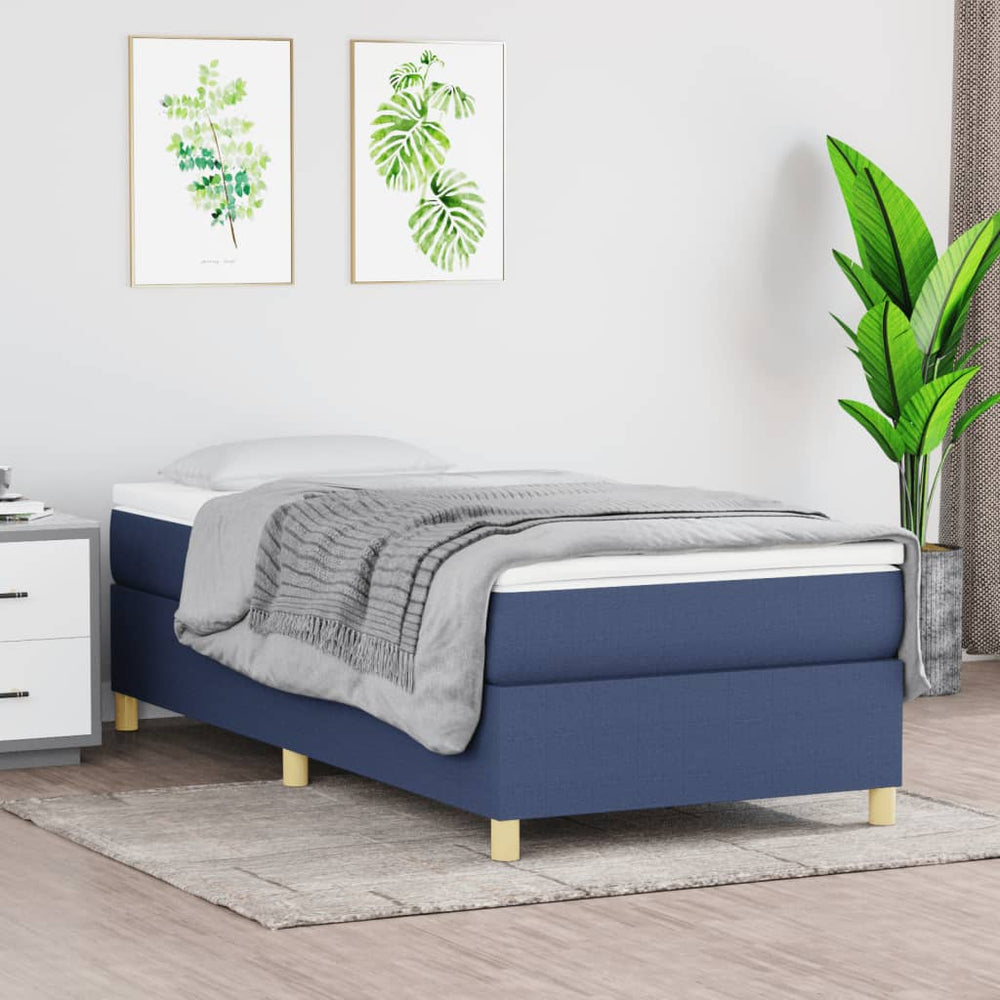 vidaXL Lit boxspring avec matelas bleu 80x200 cm Tissu