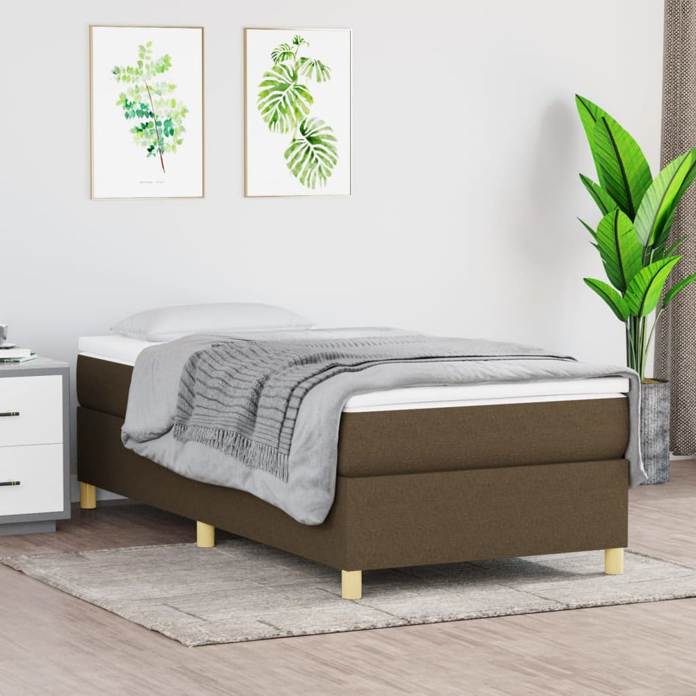 vidaXL Lit tapissier avec matelas Marron foncé 90x190 cm Tissu