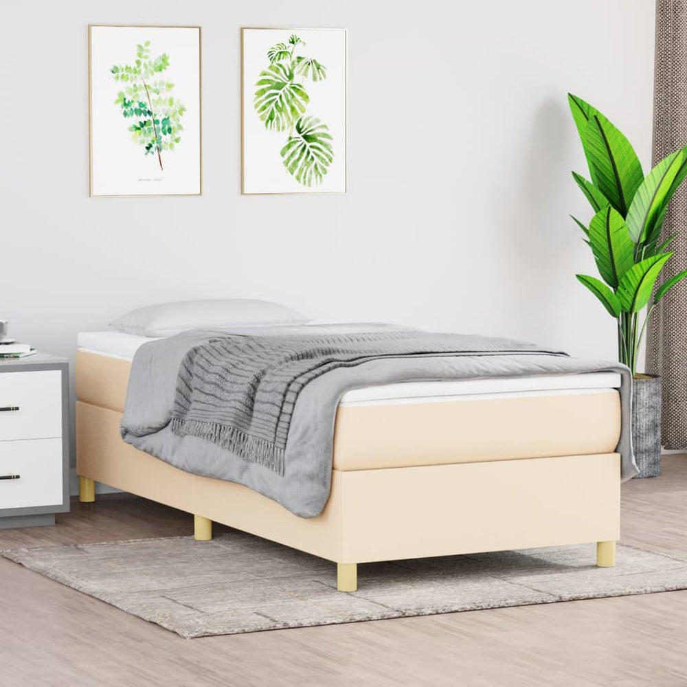 vidaXL Lit boxspring avec matelas crème 90x190 cm tissu