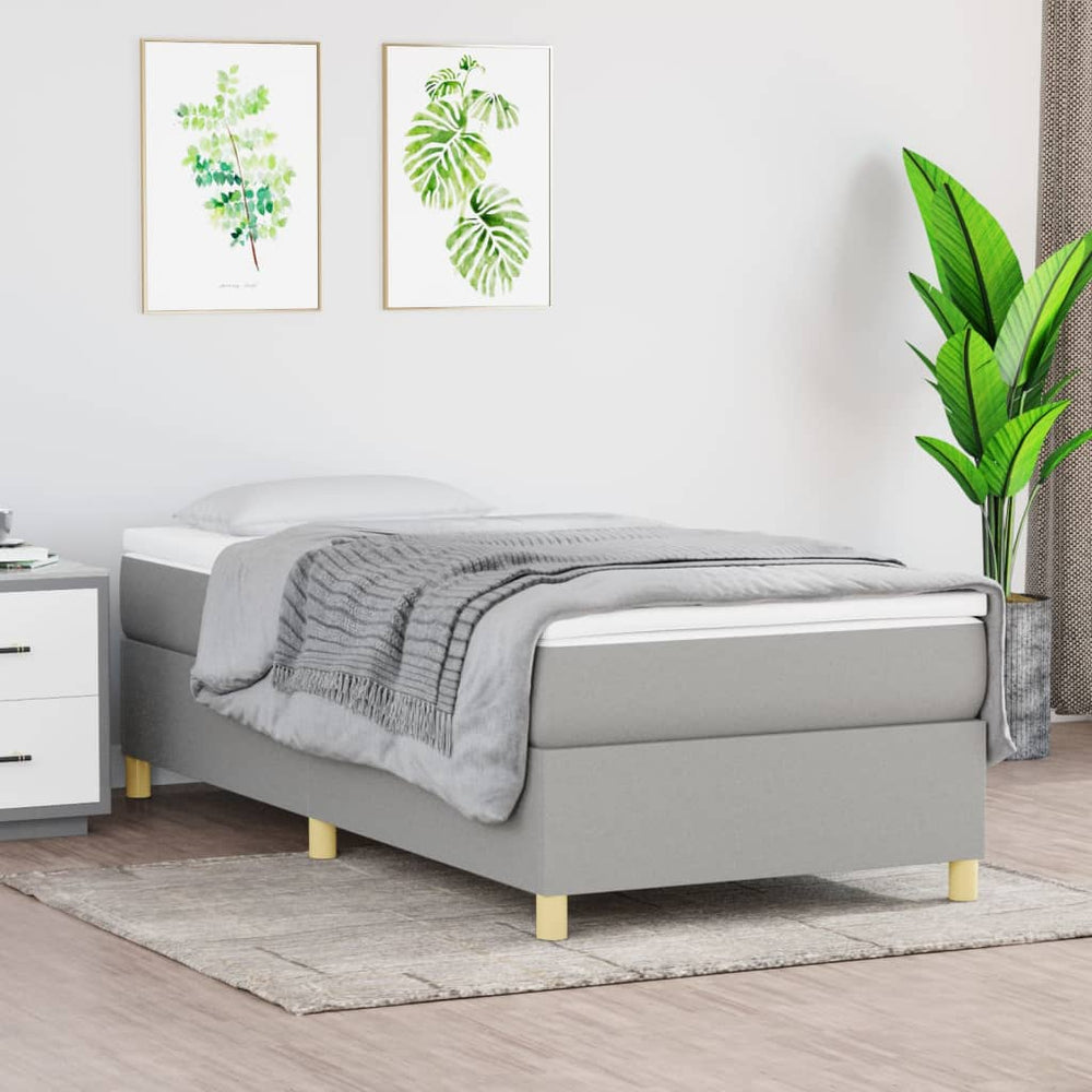 vidaXL Lit boxspring avec matelas gris clair 90x200 cm tissu
