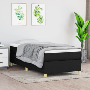 vidaXL Lit tapissier avec matelas Noir 90x200 cm Tissu