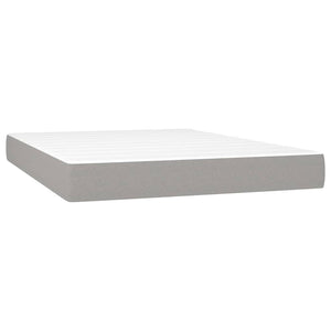 vidaXL Box Spring Bed with Mattress Light Gray 140x190 cm Fabric