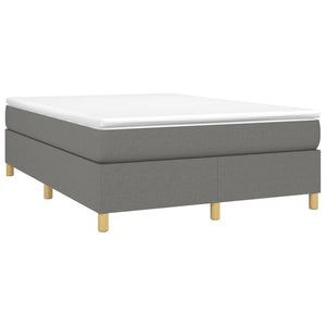vidaXL Box Spring Bed with Mattress Dark Grey 140x190 cm Fabric