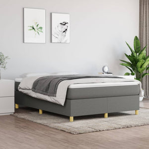 vidaXL Box Spring Bed with Mattress Dark Grey 140x190 cm Fabric