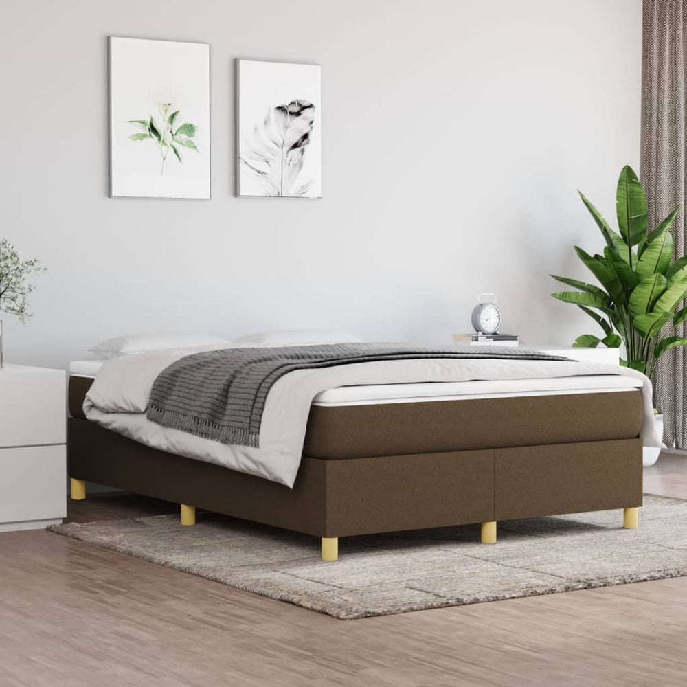 vidaXL Lit avec sommier tapissier et matelas Tissu marron foncé 140x190 cm