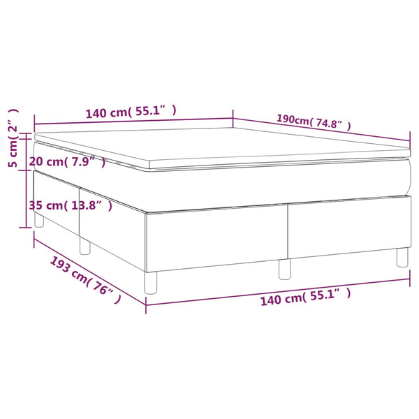 vidaXL Divan Bed with Mattress Cream 140x190 cm Fabric