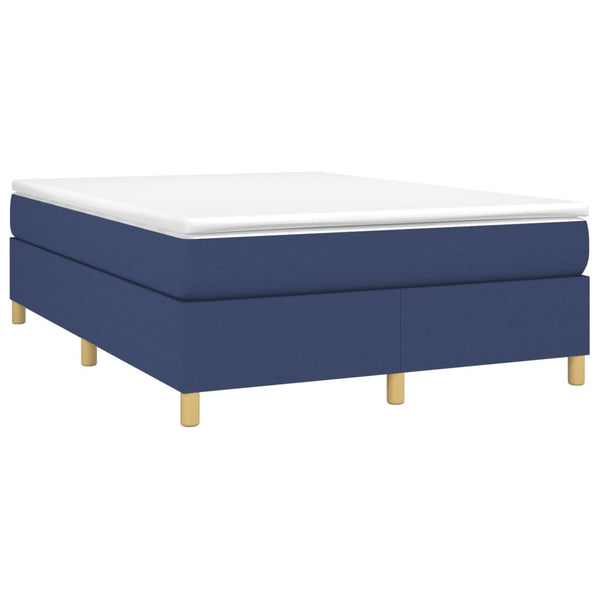 vidaXL Lit coffre tapissier avec matelas bleu 140x190 cm tissu