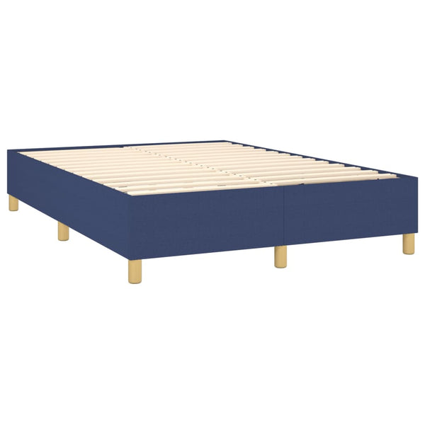 vidaXL Lit coffre tapissier avec matelas bleu 140x190 cm tissu