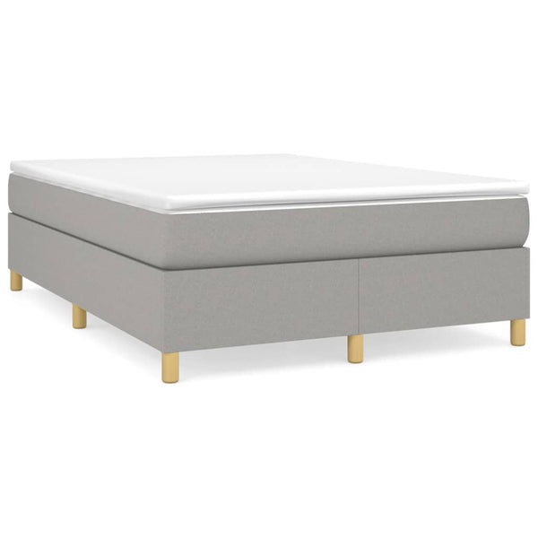 vidaXL Box Spring Bed with Mattress Light Gray 140x200 cm Fabric