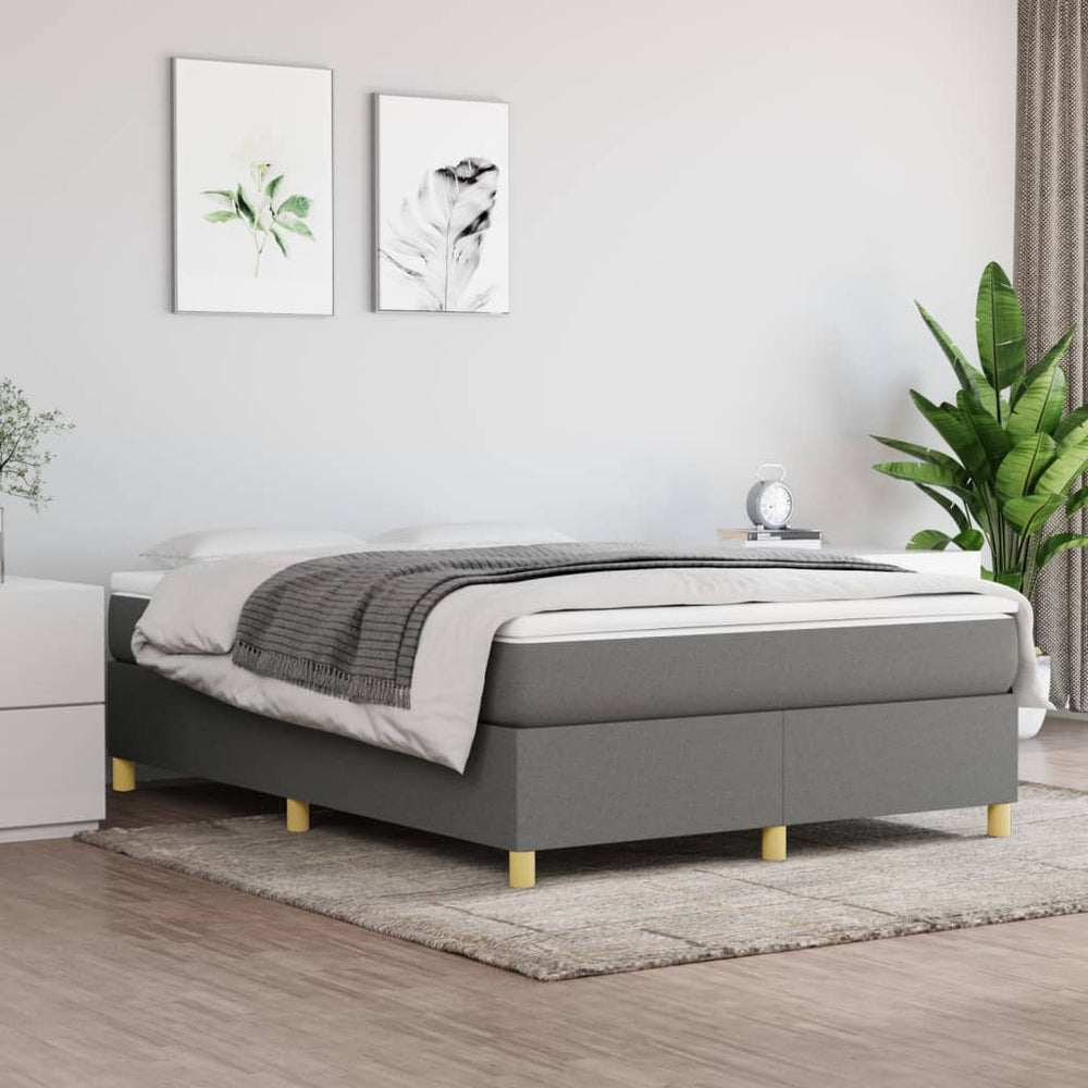 vidaXL Lit boxspring avec matelas Gris foncé 140x200 cm Tissu
