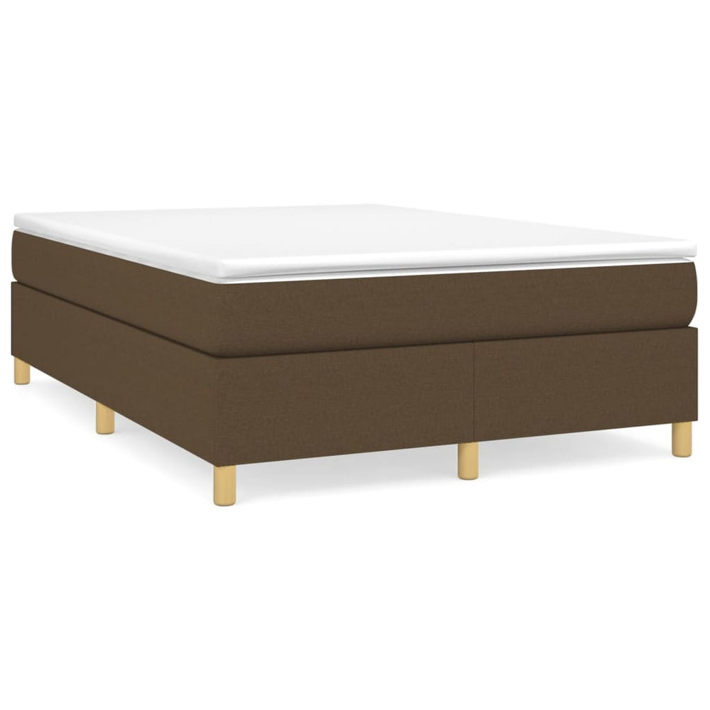 vidaXL Lit boxspring avec matelas Marron foncé 140x200 cm Tissu