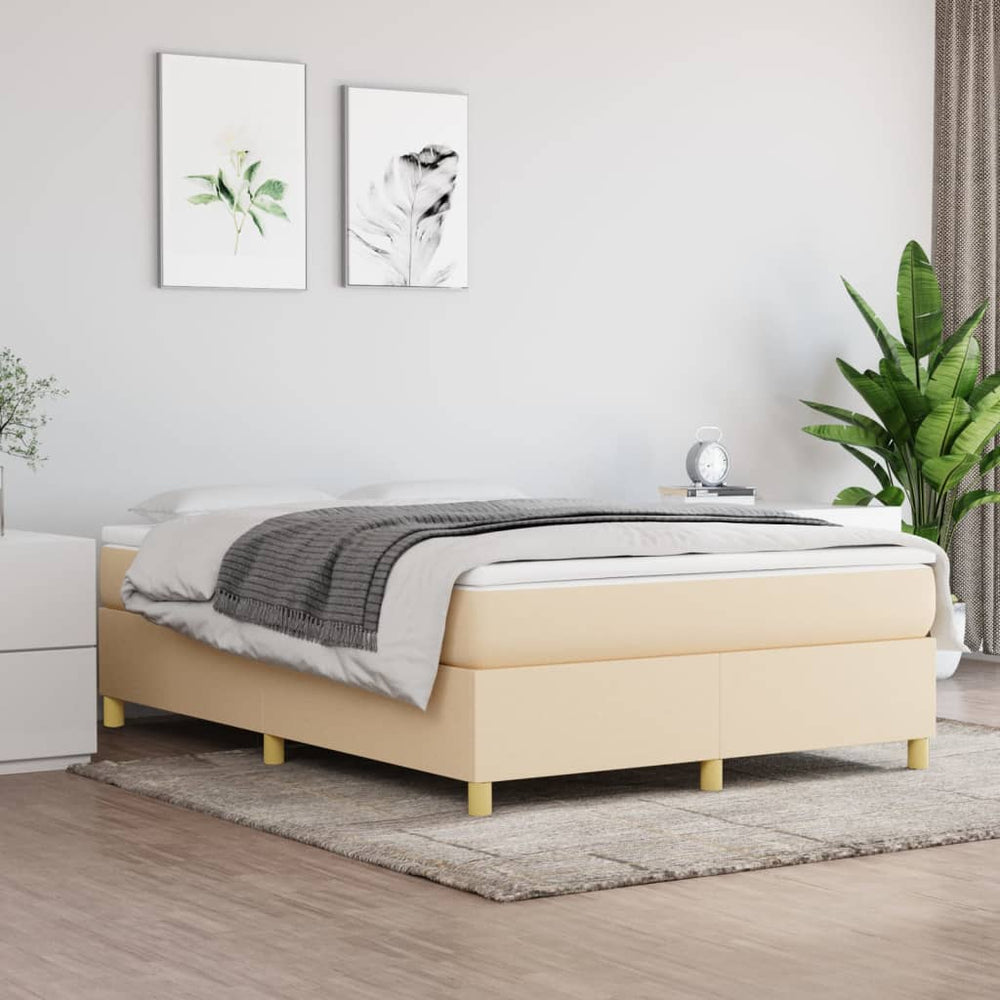 vidaXL Lit tapissier avec matelas crème 140x200 cm Tissu