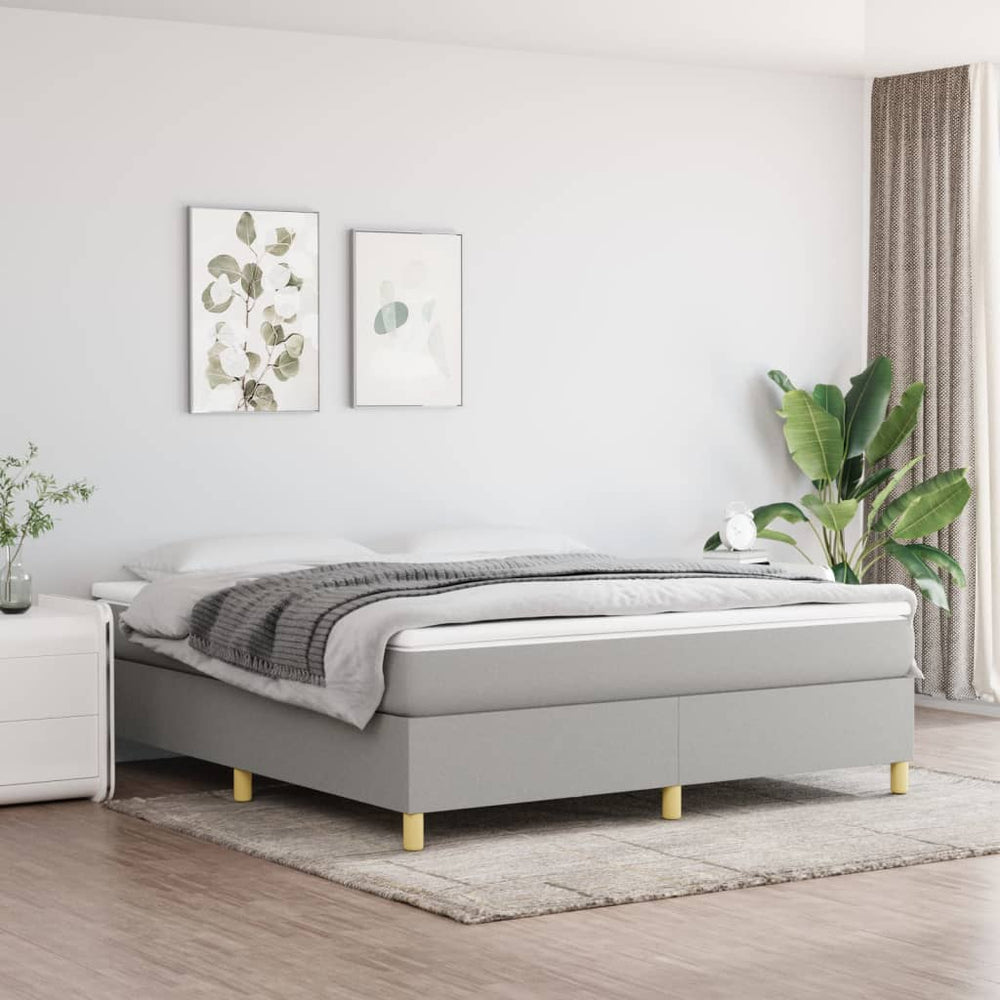vidaXL Lit tapissier avec matelas Gris clair 160x200 cm Tissu