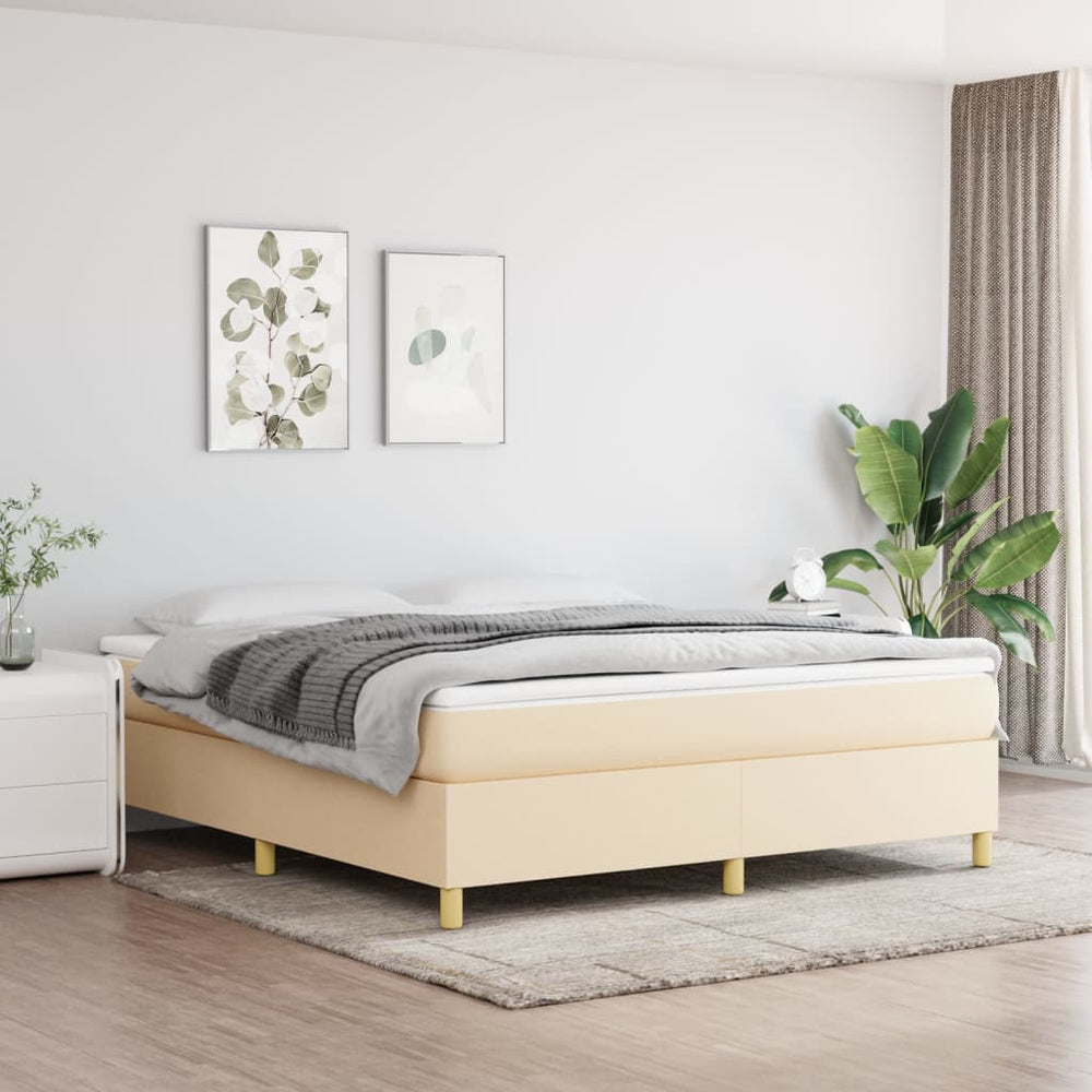 vidaXL Lit boxspring avec matelas crème 160x200 cm Tissu