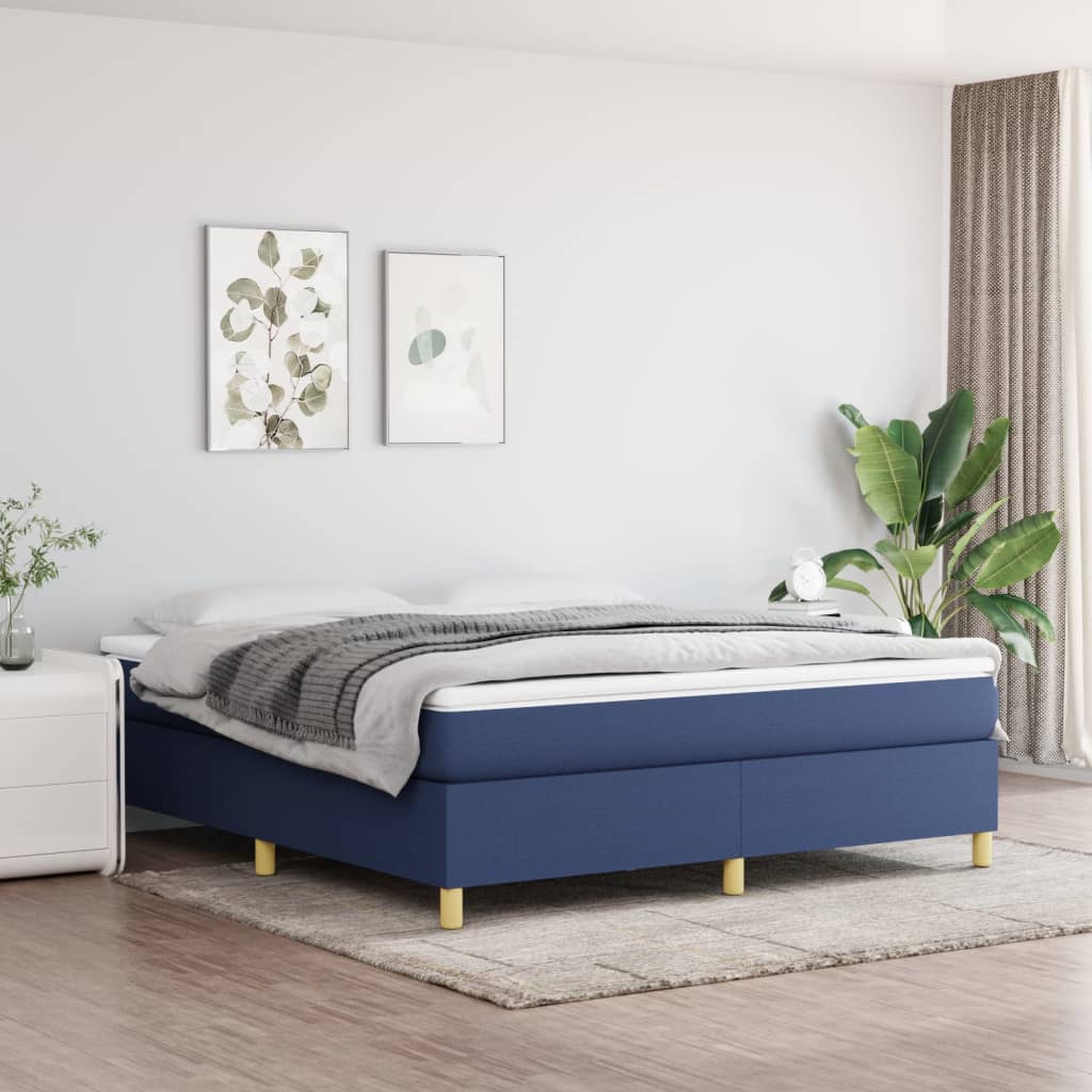 vidaXL Lit continental avec matelas bleu 160x200 cm Tissu