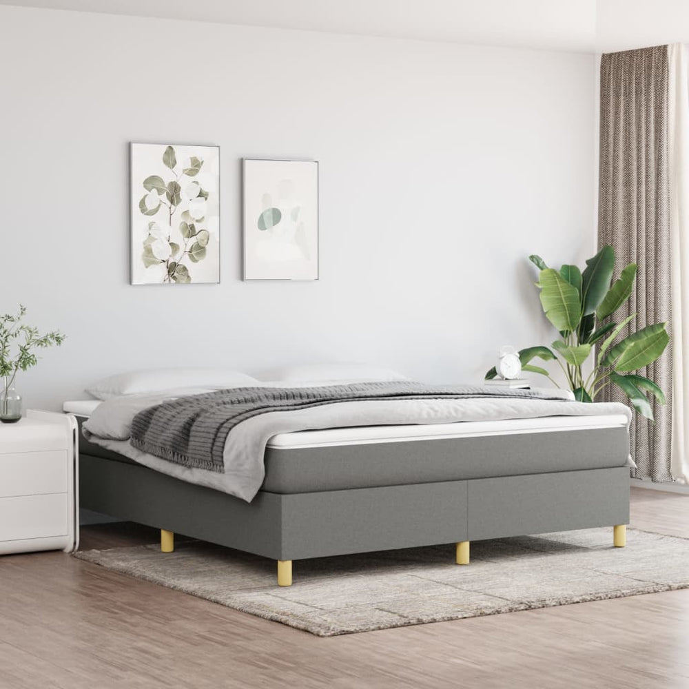vidaXL Lit coffre avec matelas Tissu gris foncé 180x200 cm