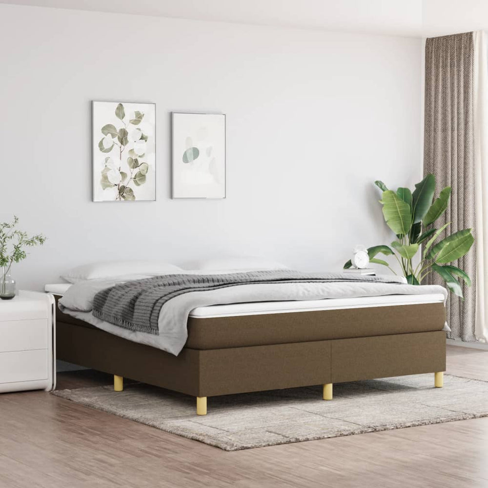 vidaXL Lit boxspring avec matelas Marron foncé 180x200 cm Tissu
