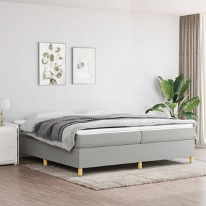 vidaXL Lit tapissier avec matelas Gris clair 200x200 cm Tissu
