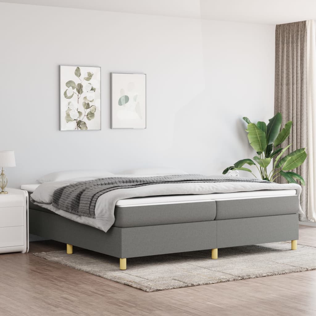 vidaXL Lit coffre avec matelas Gris foncé 200x200 cm Tissu